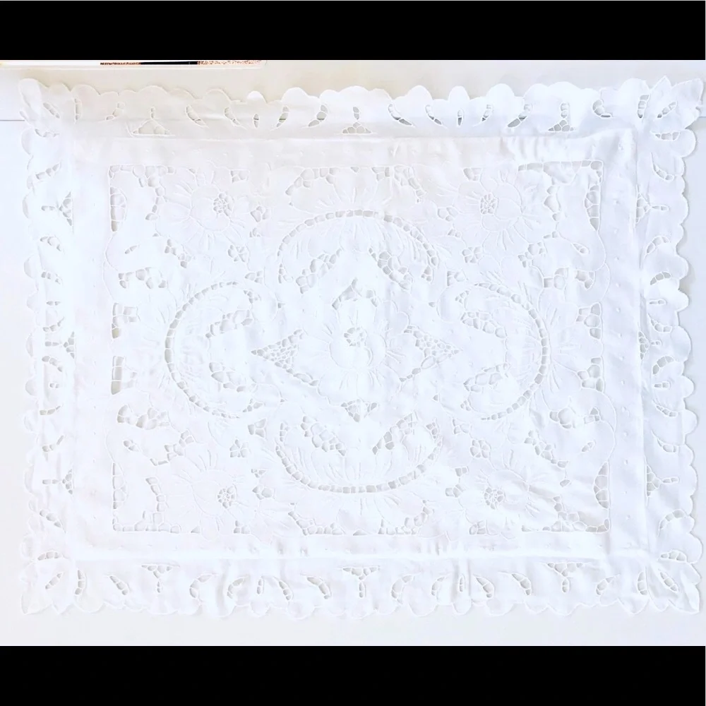 3 Battenburg lace Victorian 2 Standard shams 1 European Square 100% White cotton